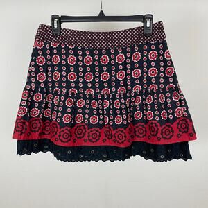 Free People Bouquet Floral Skirt - Black/Red - Size 4